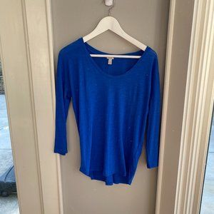 J. Crew Cobalt 3/4 Sleeve Scoop Neck Tee